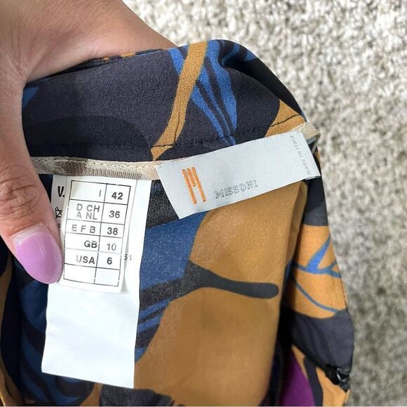 Missoni Skirt Women’s 6 Colorful Floral and Leaf Patterned 100% Silk Pencil - Picture 3 of 5